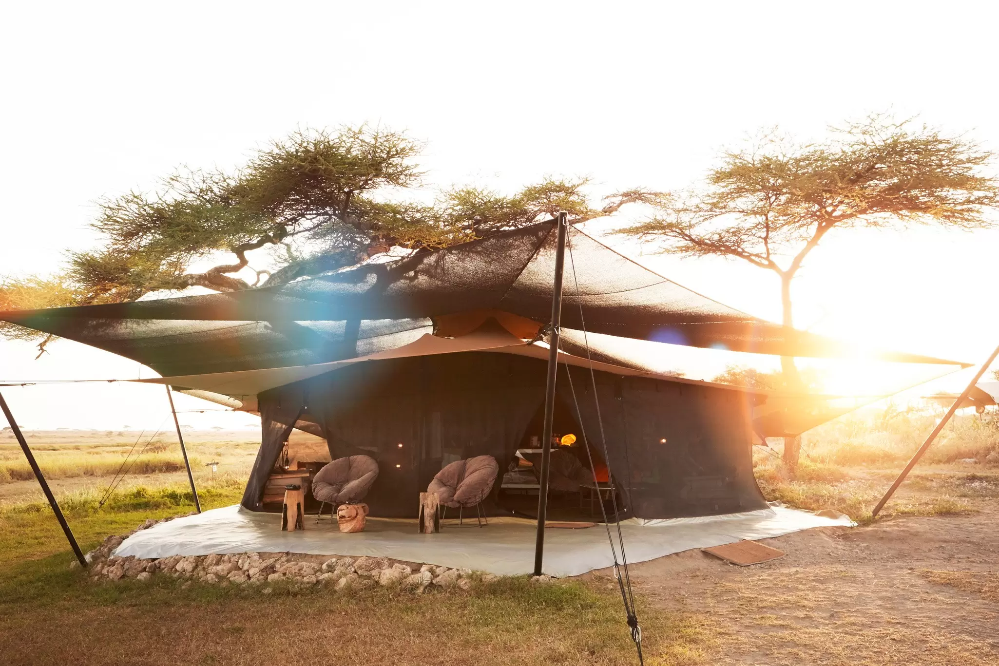 A luxury camping tent in the southern section of Serengeti National Park, Tanzania. Jonathan Gregson / Lonely Planet