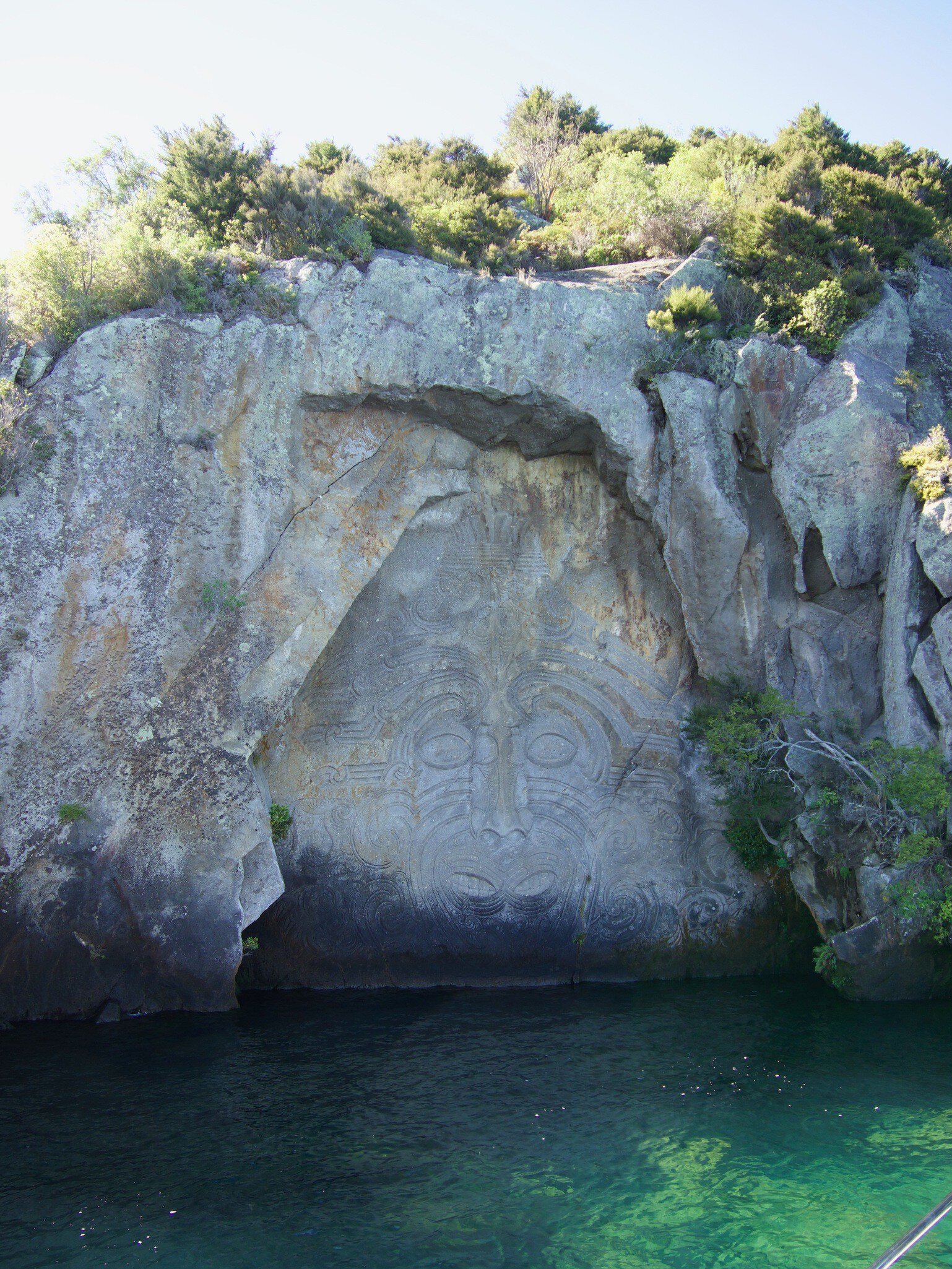 Māori Rock Carvings on Lake Taupō in New Zealand (Aotearoa). 