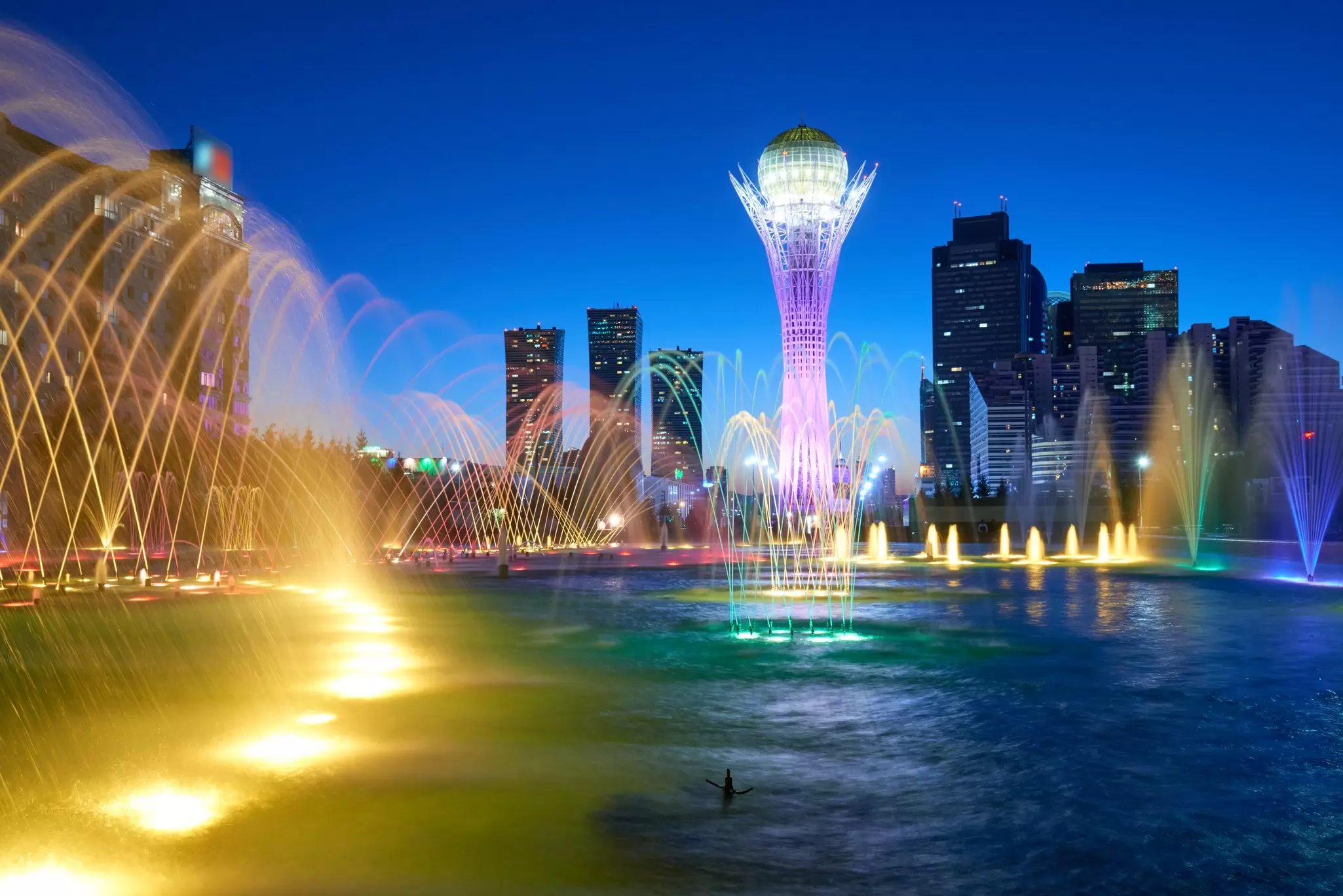 Gleaming architecture at every turn. Yerbolat Shadrakhov / Getty Images