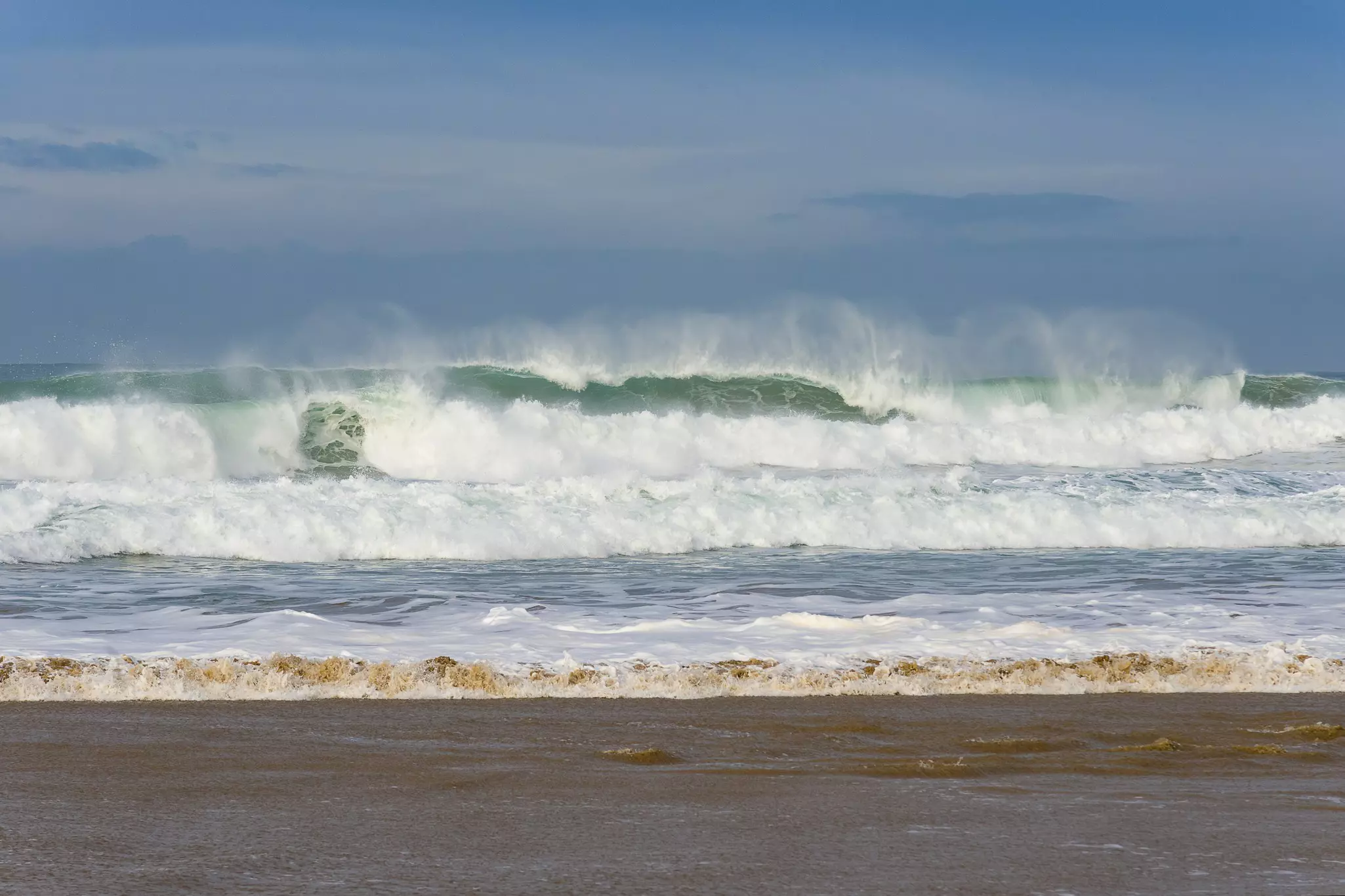 Powerful waves at Watergate Bay, Newquay, Cornwall, England.