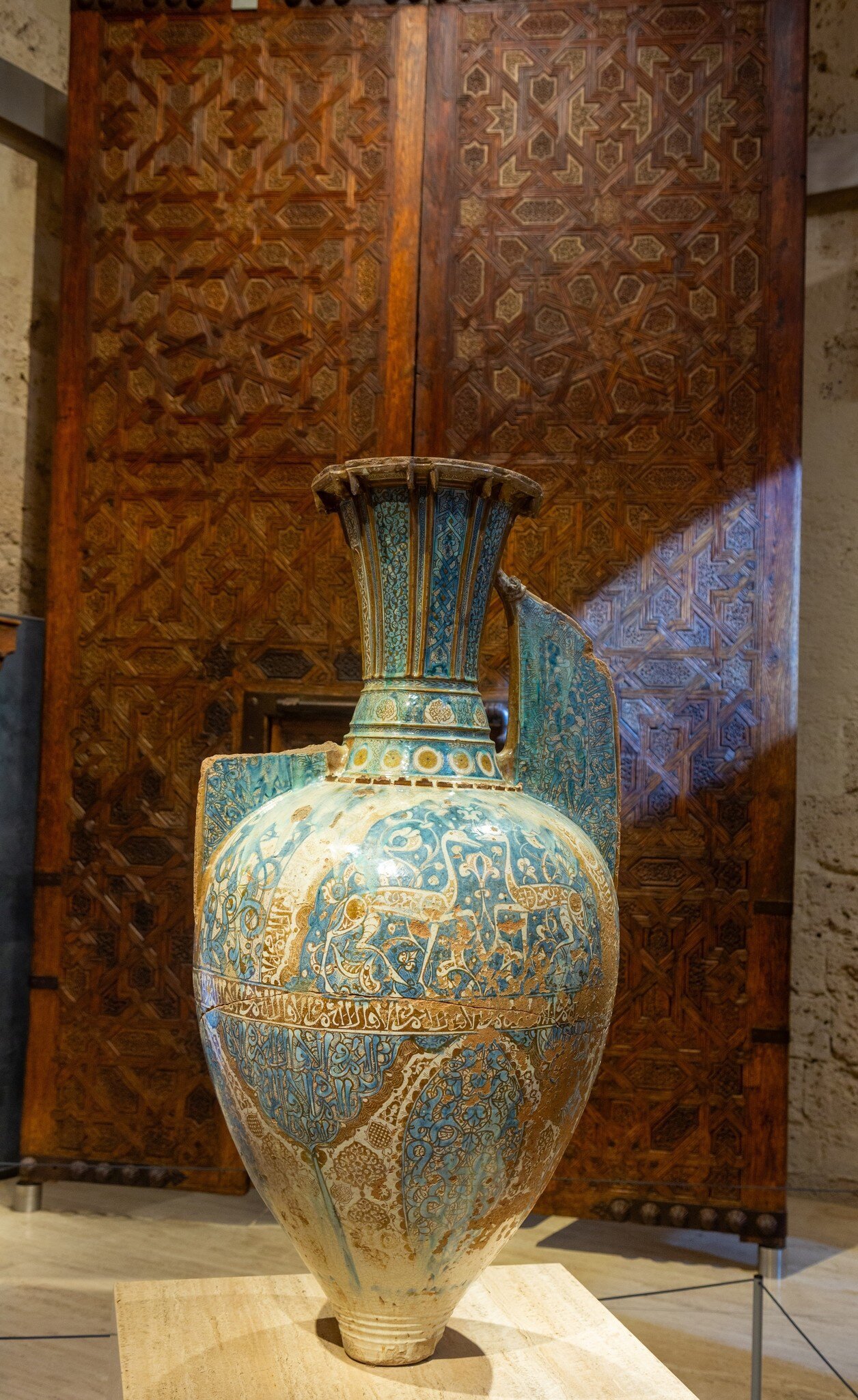 A vase on display in the Museo de la Alhambra in Granada, Spain.