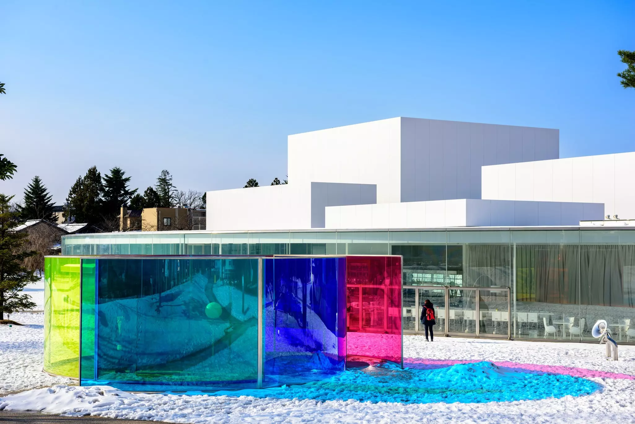 The modernist exterior of the 21st Century Museum of Contemporary Art in Kanazawa. 