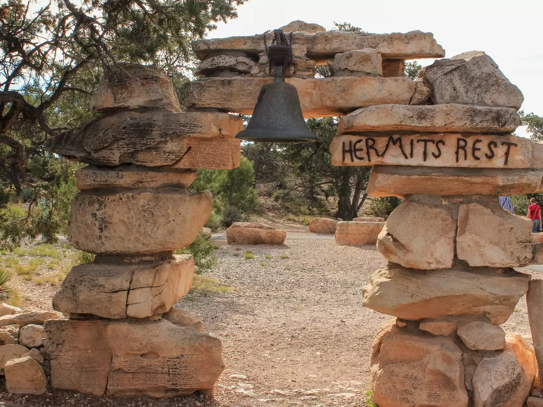 Entry arch of Hermits Rest in the Grand Canyon National Park.