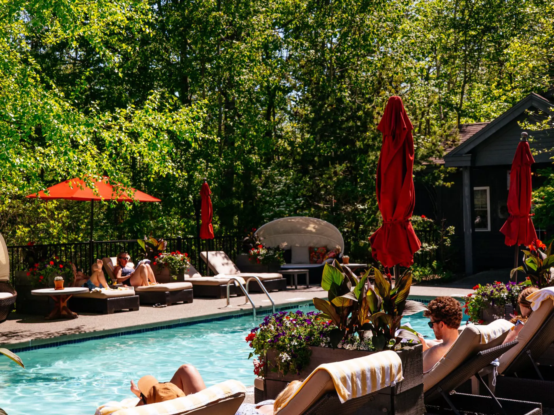 The adults-only pool at Hidden Pond resort in Maine