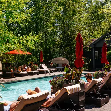 The adults-only pool at Hidden Pond resort in Maine