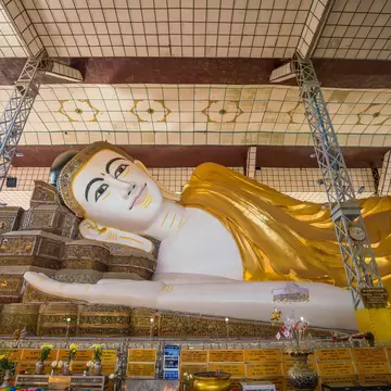 Very old and vintage Shwethalyaung Reclining Buddha  in Bago, Myanmar