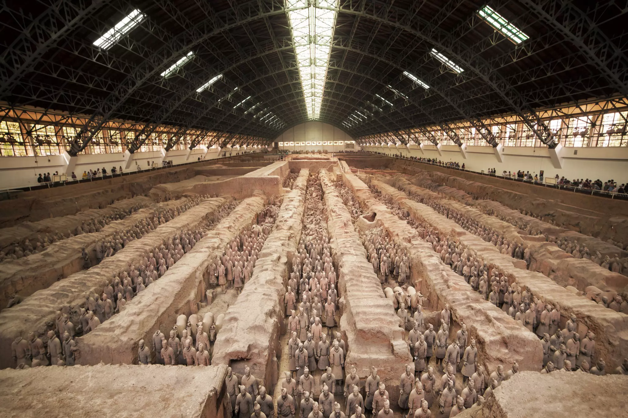 Thousands of Terracotta Warriors in trenches in Pit 1, Xi'an, China.