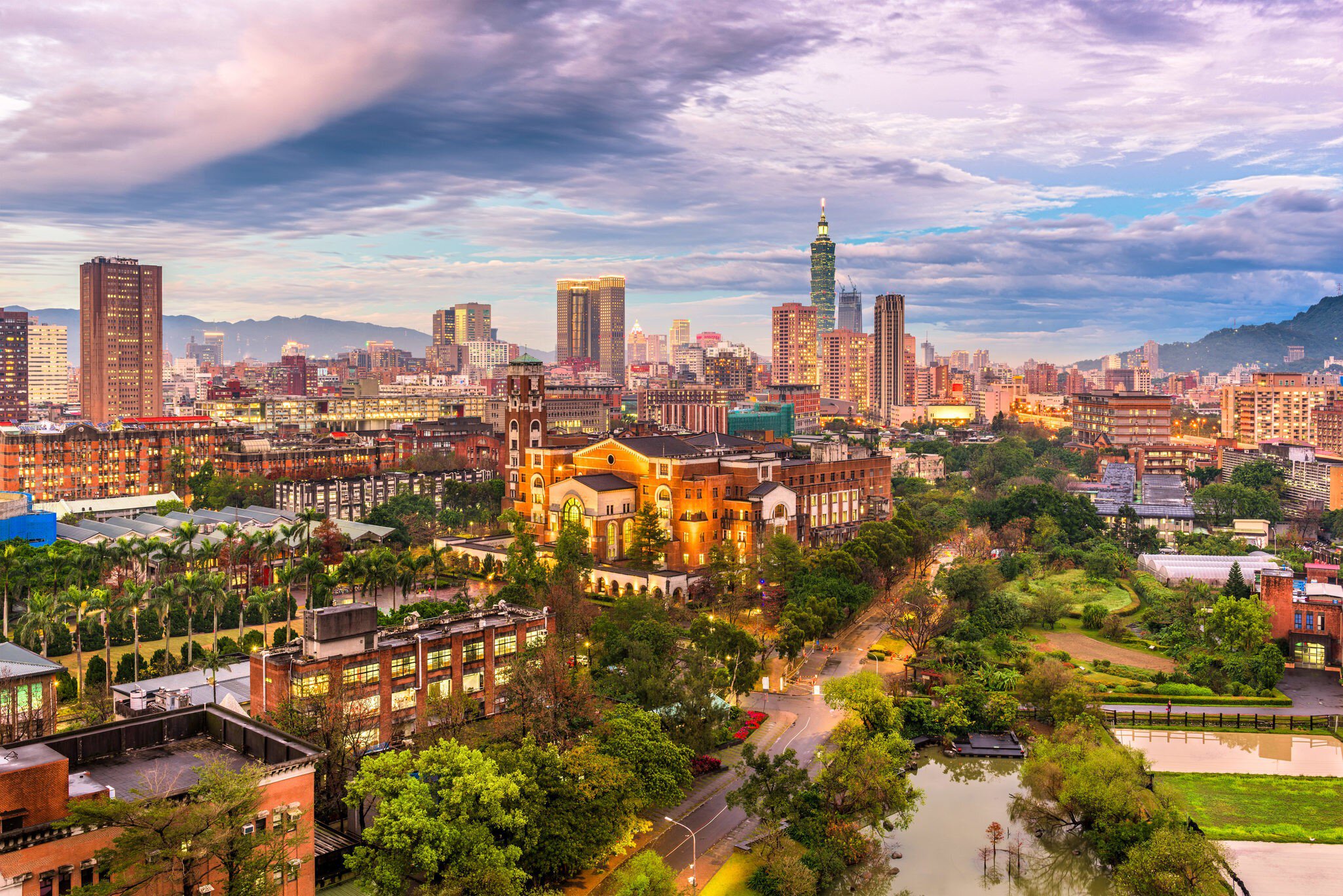 Taipei city skyline on a cloudy day.