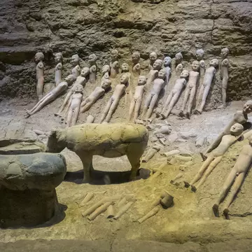 Terracotta figures in a burial pit at the tomb of Emperor Jingdi near Xi'an.