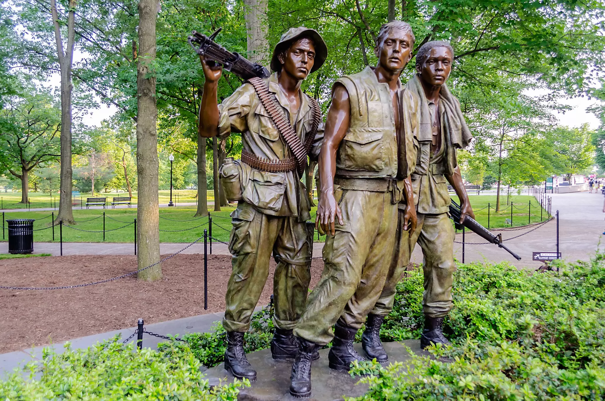 a statue of three US soldiers