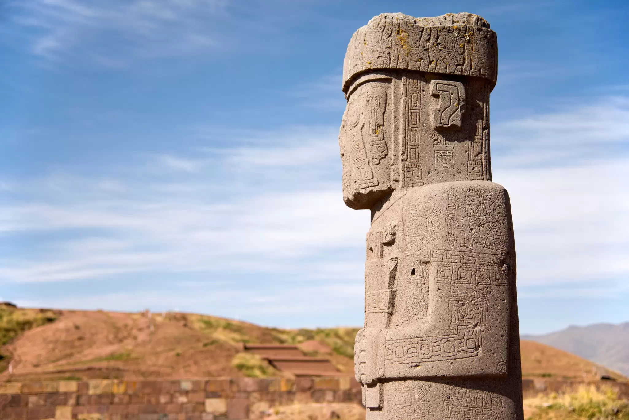 Ponce Monolith in Tiwanaku (Tiahuanaco), UNESCO World Heritage Site, Bolivia.