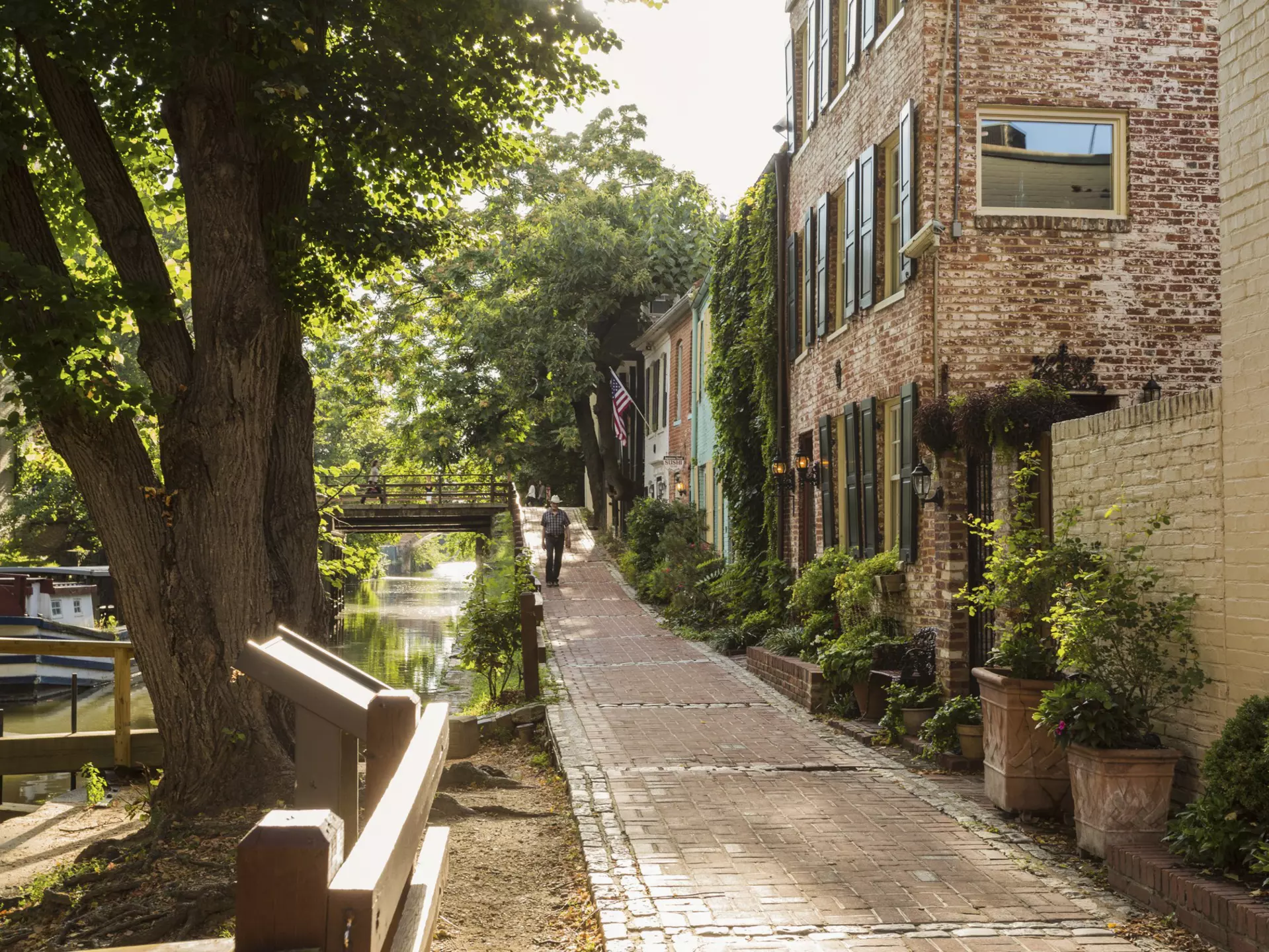Historic houses lining the C&O canal in Georgetown, Washington, DC. Getty Images