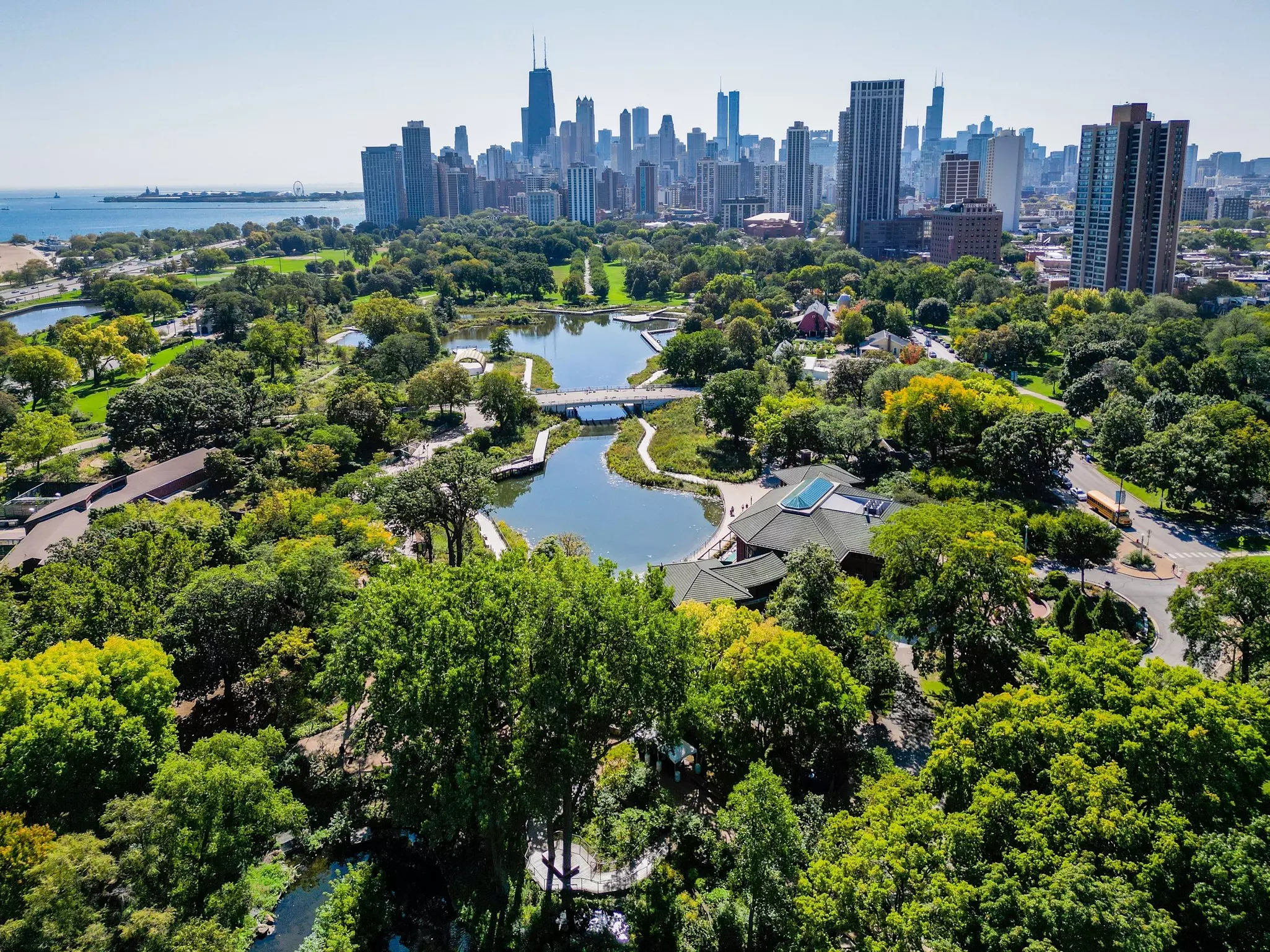 A view across Lincoln Park toward Chicago's skyline.