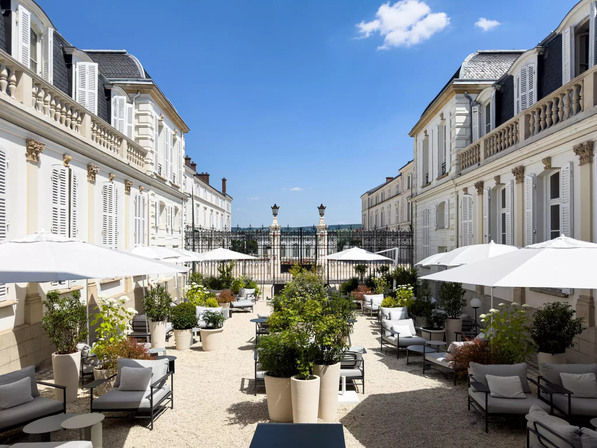 A courtyard at the Moët and Chandon Champagne House in Épernay, France.