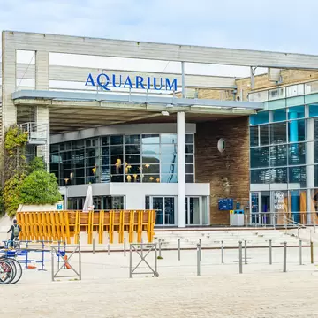 Entrance of the Aquarium of La Rochelle, France in summer