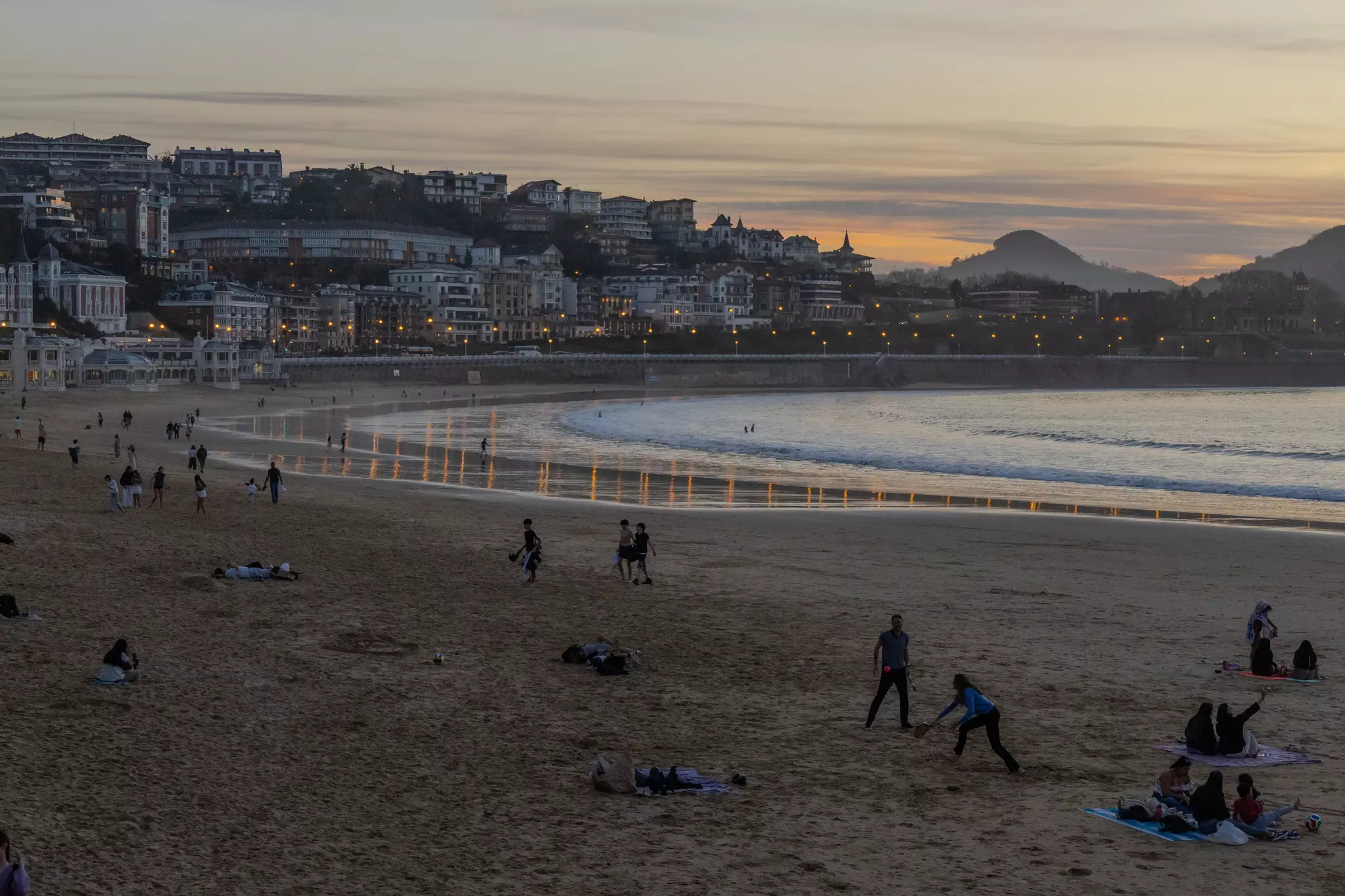 Sunset at Playa de la Concha in San Sebastián
