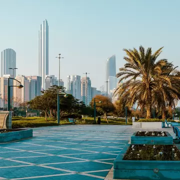 ABU DHABI, UAE - NOVEMBER 13, 2022: Abu Dhabi Skyline from Corniche. Abu Dhabi, Modern Skyscrapers and Landmark. Promenade in Abu Dhabi. United Arab Emirates, Middle East. , License Type: media, Download Time: 2026-08-03T17:26:26.000Z, User: LP_NZhan, Editorial: true, purchase_order: 65050 - Digital Destinations and Articles, job: App Content, client: Lonely Planet, other: Nadine Zhan 