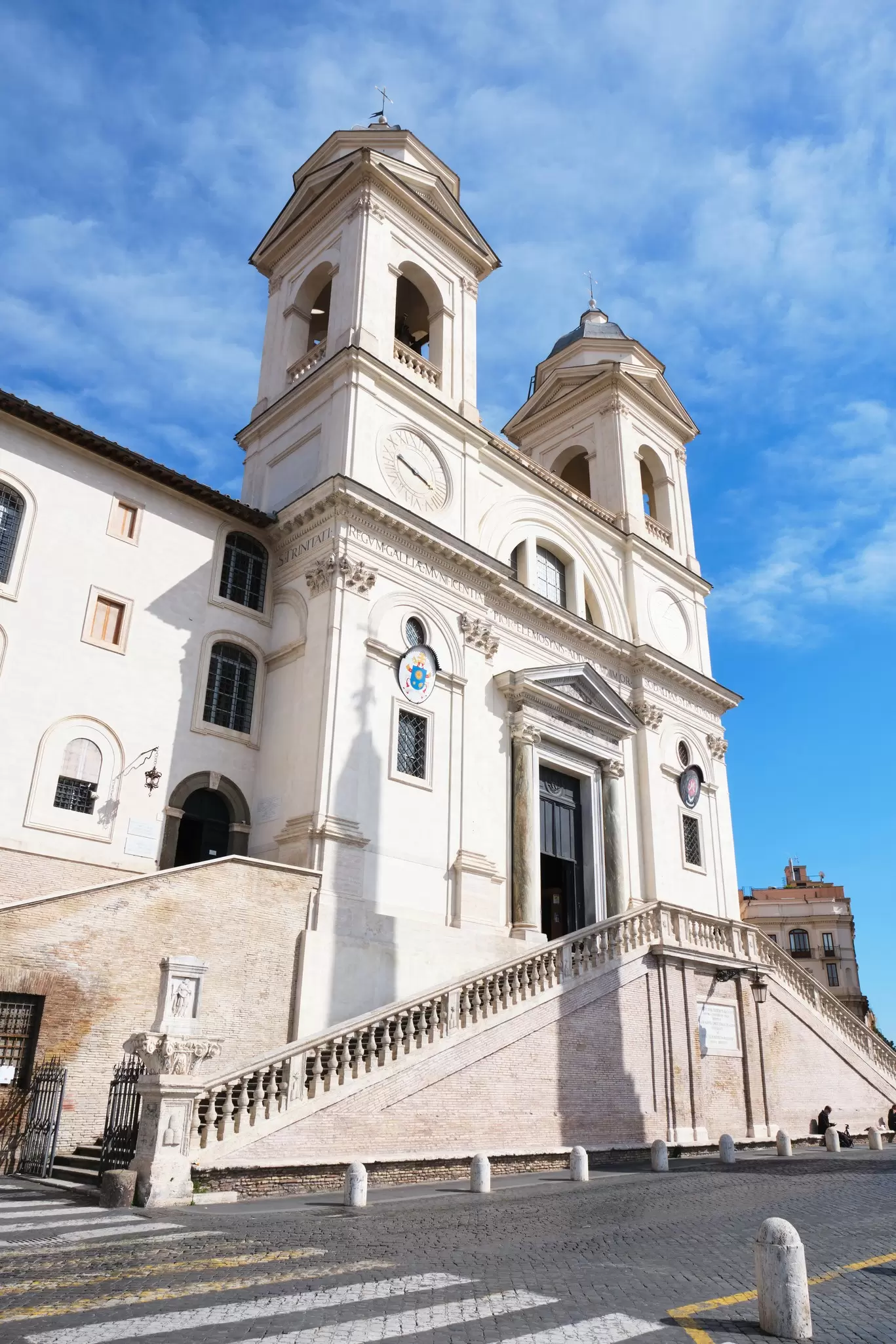 The Chiesa della Trinità dei Monti on top of the Spanish Steps in Rome, Italy.
