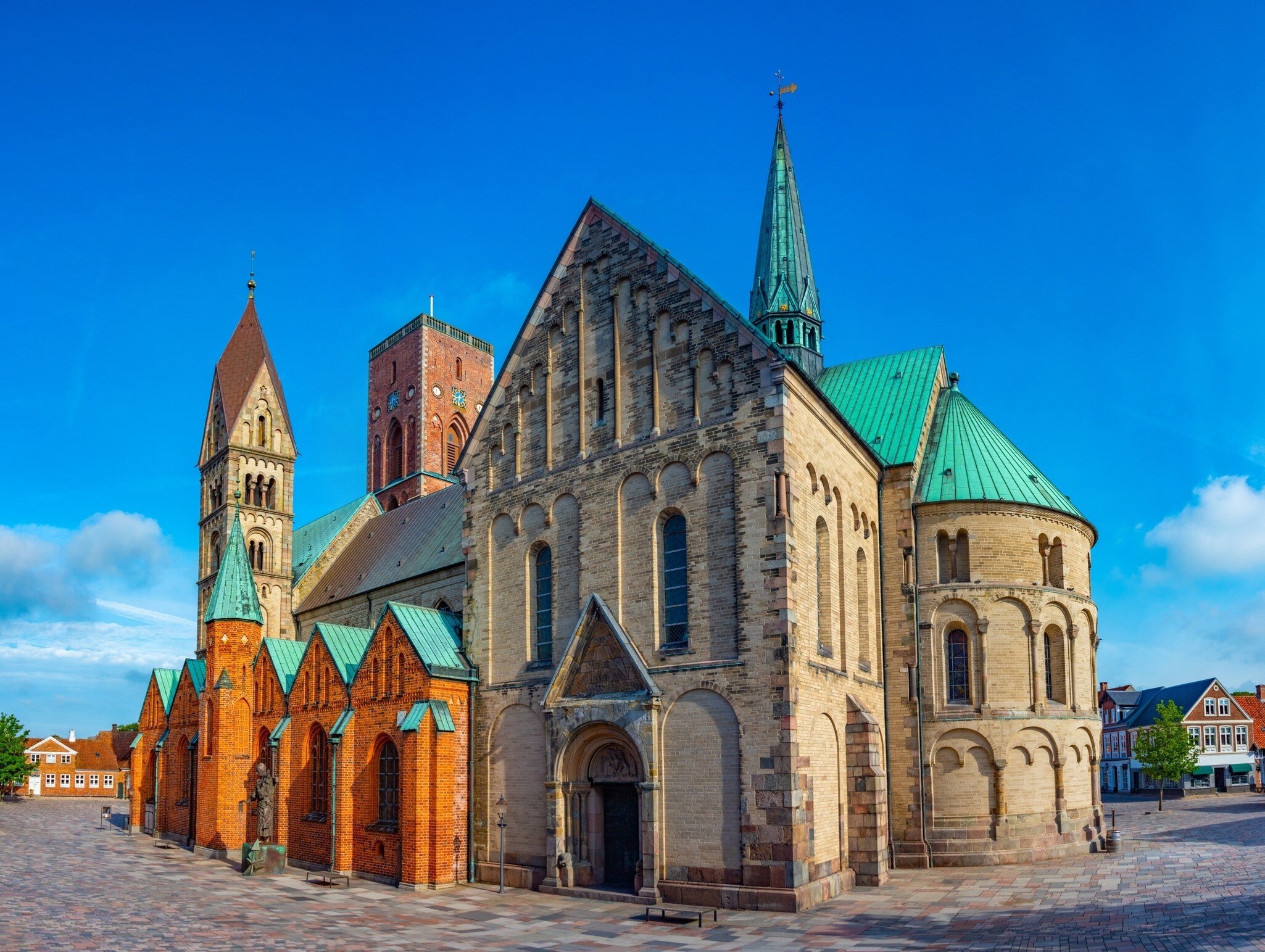 Exterior view of Ribe cathedral (Ribe Domkirke) in Southern Jutland, Denmark.