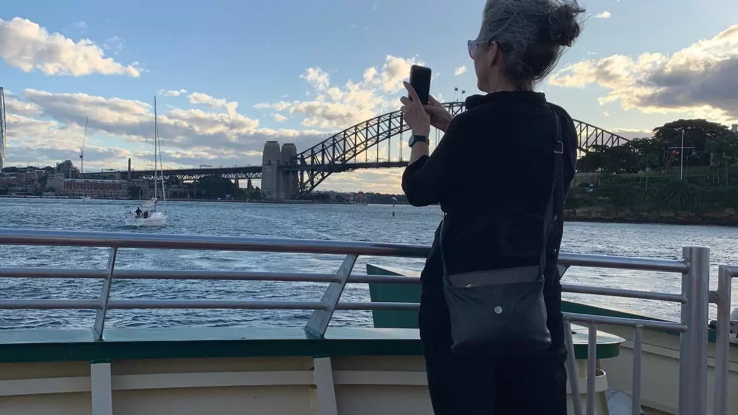 Tasmin in Sydney Harbour with the Sydney Harbour Bridge in the background