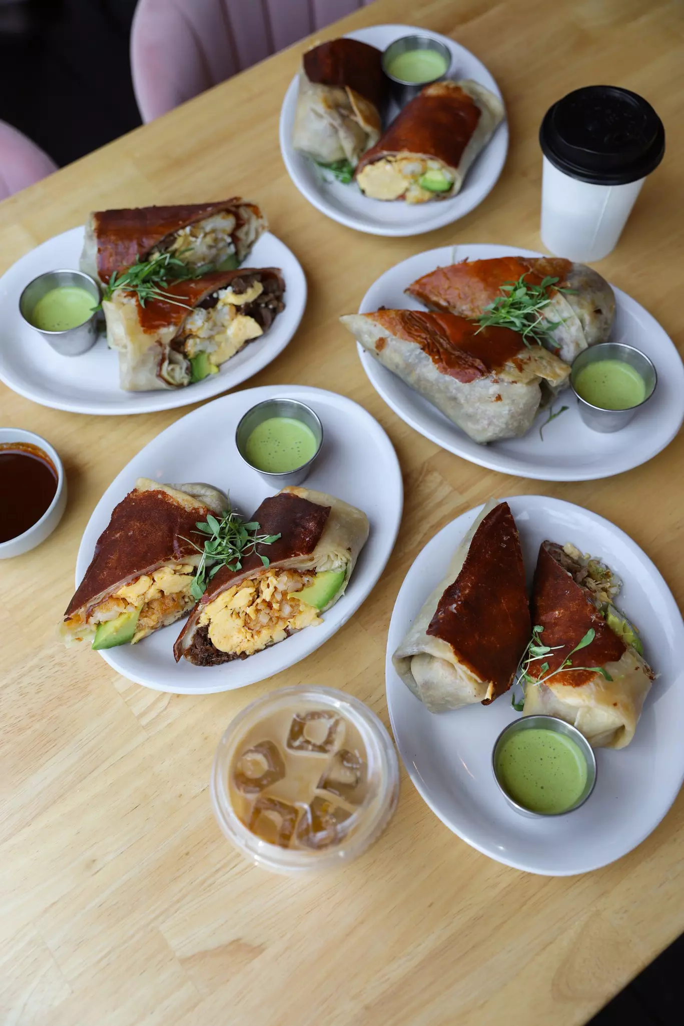 Breakfast burritos at ¡Jaime! Taqueria in El Segundo, Los Angeles, California.