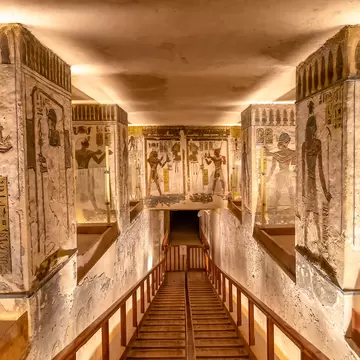 Luxor, Egypt - September 11, 2018: Tomb KV11 is the tomb of Ancient Egyptian Pharaoh Ramesses III. Located in the main valley of the Valley of the Kings.; Shutterstock ID 1194339634;