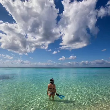 Snorkeler at Beach in Cozumel