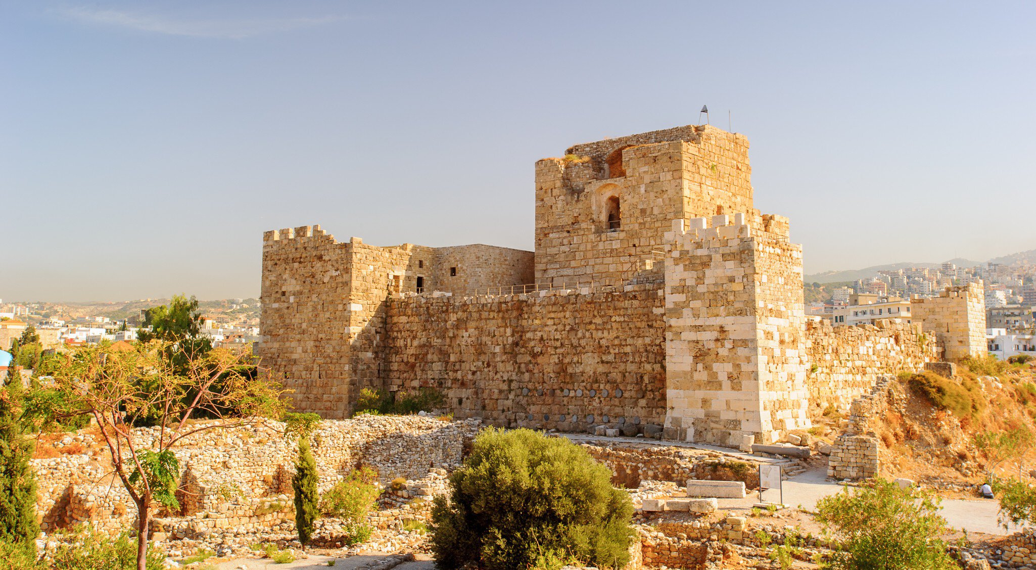 Byblos Crusader Castle, Lebanon.  It was built by the Crusaders in the 12th century from indigenous limestone and the remains of Roman structures.; Shutterstock ID 389277913;