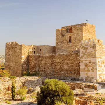 Byblos Crusader Castle, Lebanon.  It was built by the Crusaders in the 12th century from indigenous limestone and the remains of Roman structures.; Shutterstock ID 389277913;