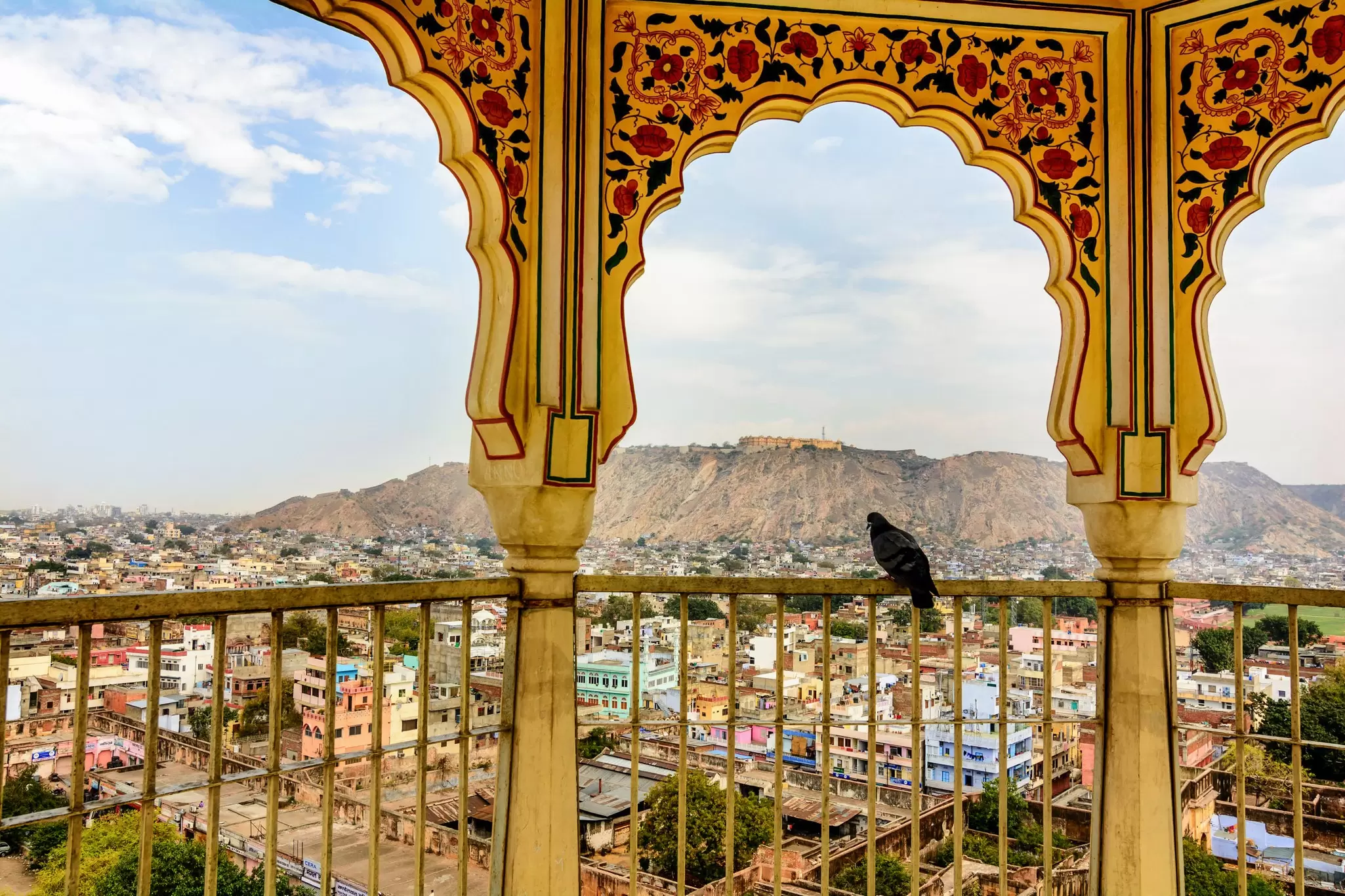The view over Jaipur from the Iswari Minar Swarga Sal minaret, India
