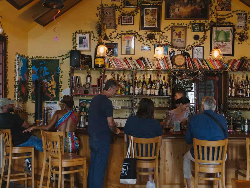 The indoor bar at Bacchanal.