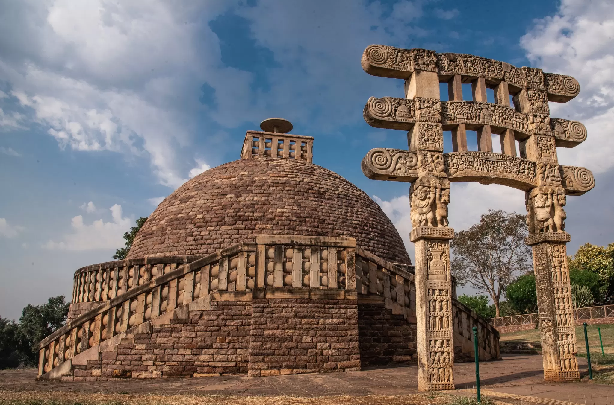The ancient Buddhist stupas at Sanchi near Bhopal, India