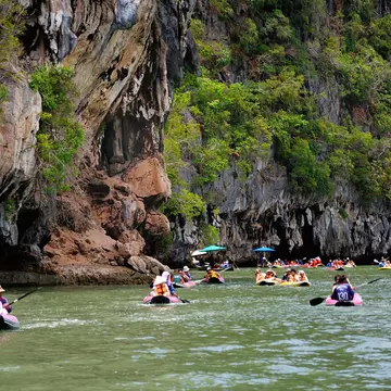 Kayaking near Phang Nga, Thailand. Sakcared/Shutterstock