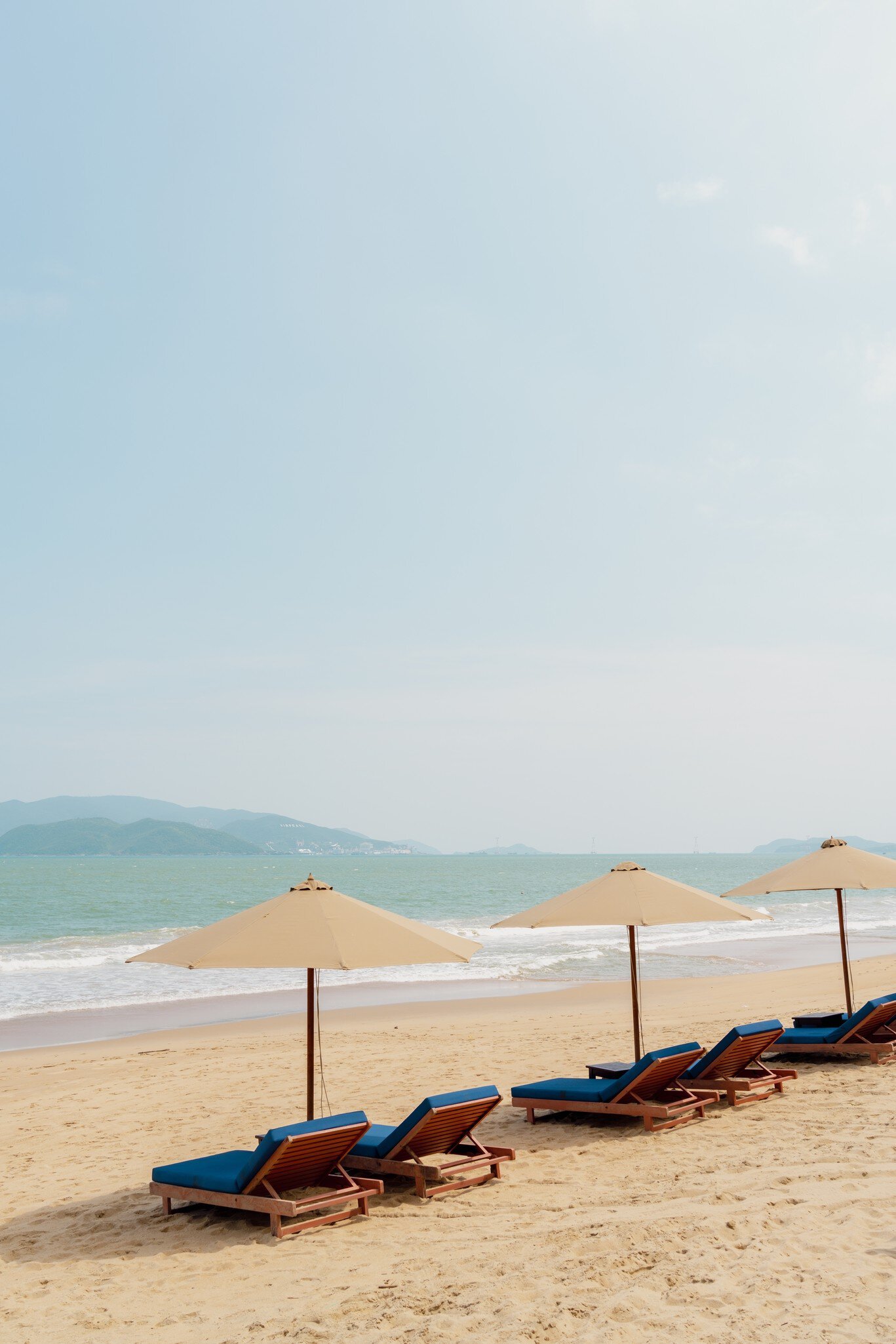 Sunbeds on a beach in Nha Trang, Vietnam