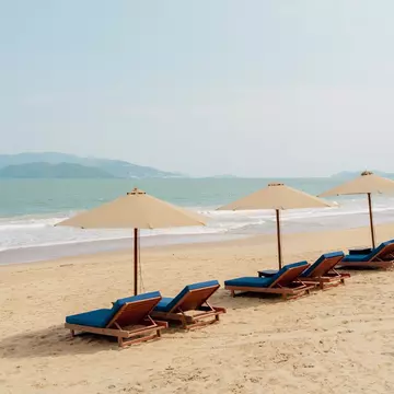 Sunbeds on a beach in Nha Trang, Vietnam
