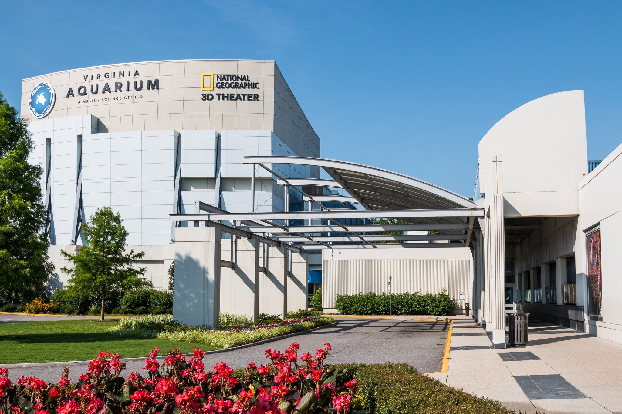 Virginia Beach, Virginia - July 13, 2017:  The Virginia Aquarium & Marine Science Center, with a 3D IMAX theater, aquariums and animal habitats.