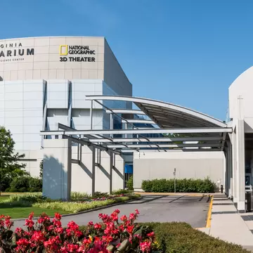Virginia Beach, Virginia - July 13, 2017:  The Virginia Aquarium & Marine Science Center, with a 3D IMAX theater, aquariums and animal habitats.