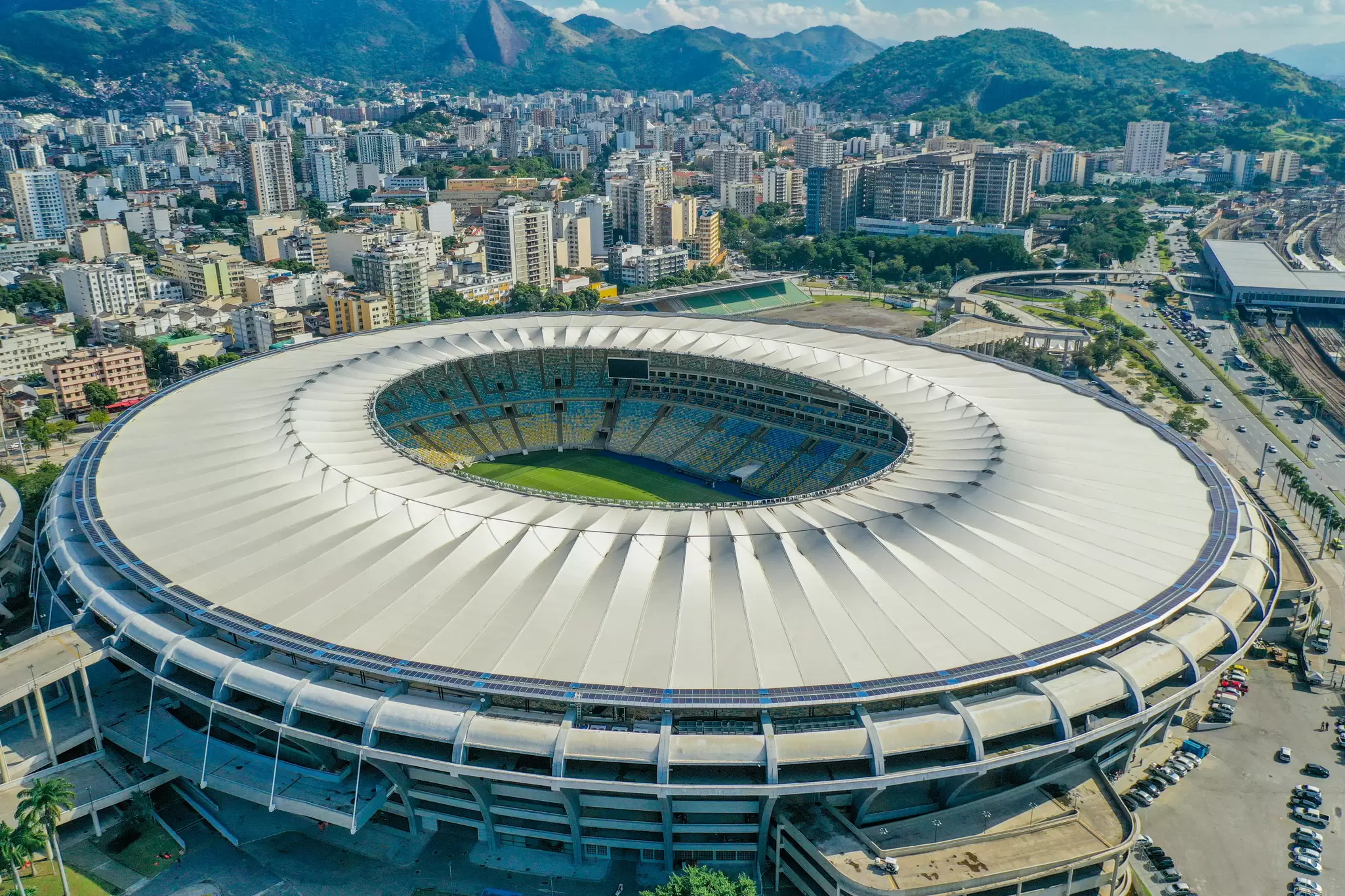 Aerial view of Maracanã Football Stadium in Rio de Janeiro, Brazil.