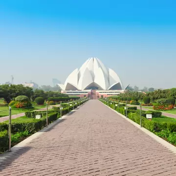 The path that leads to the Bahai House of Worship in New Delhi, India.