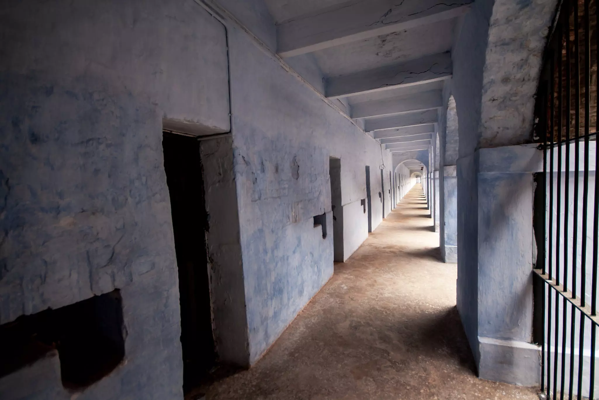 The cells of the Cellular Jail in Port Blair, South Andaman Island, India.