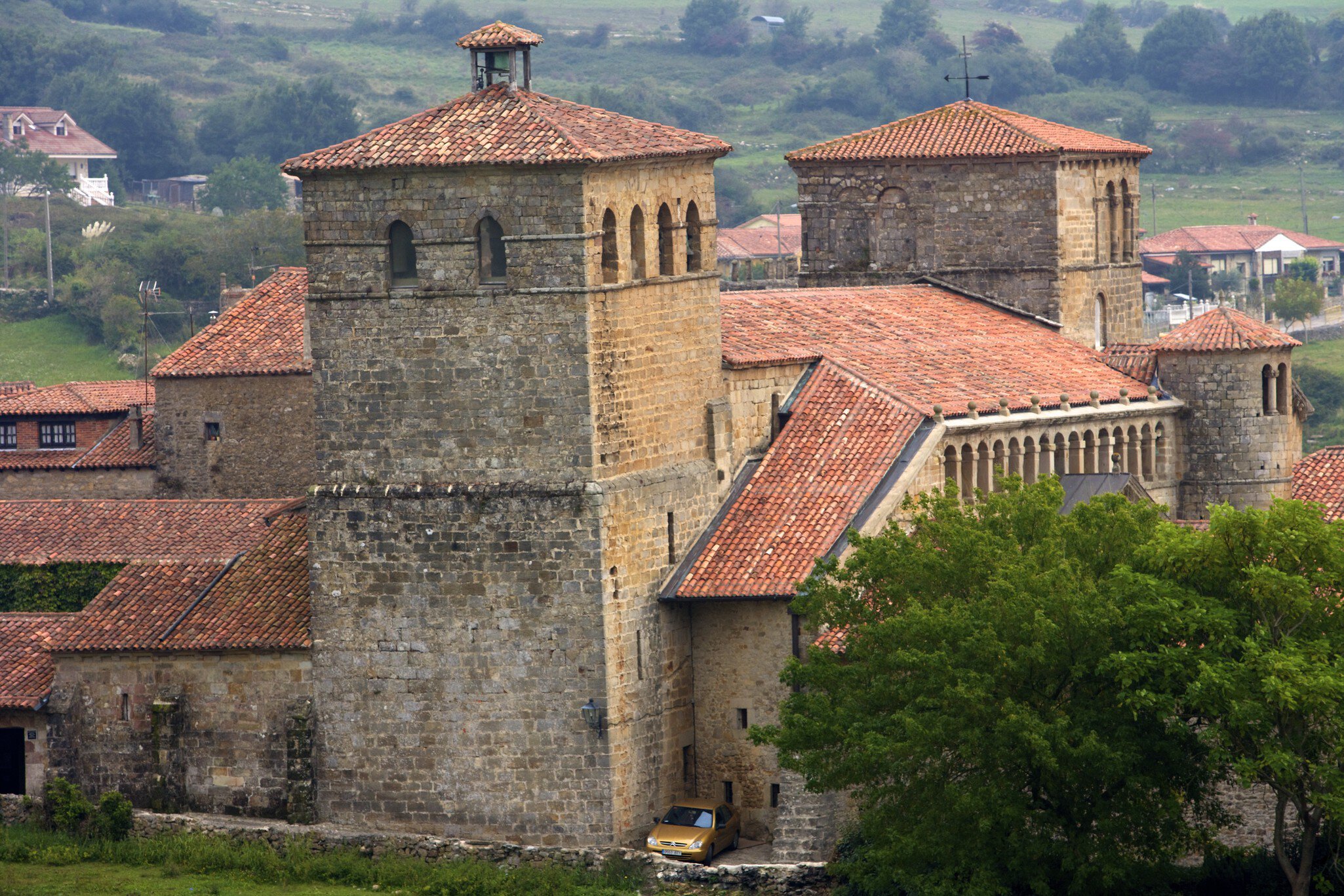 Old stone buildings of town.