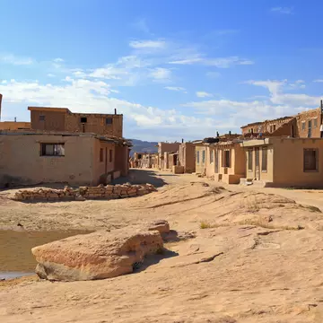 Adobe buildings of the Acoma Pueblo native American settlement in New Mexico