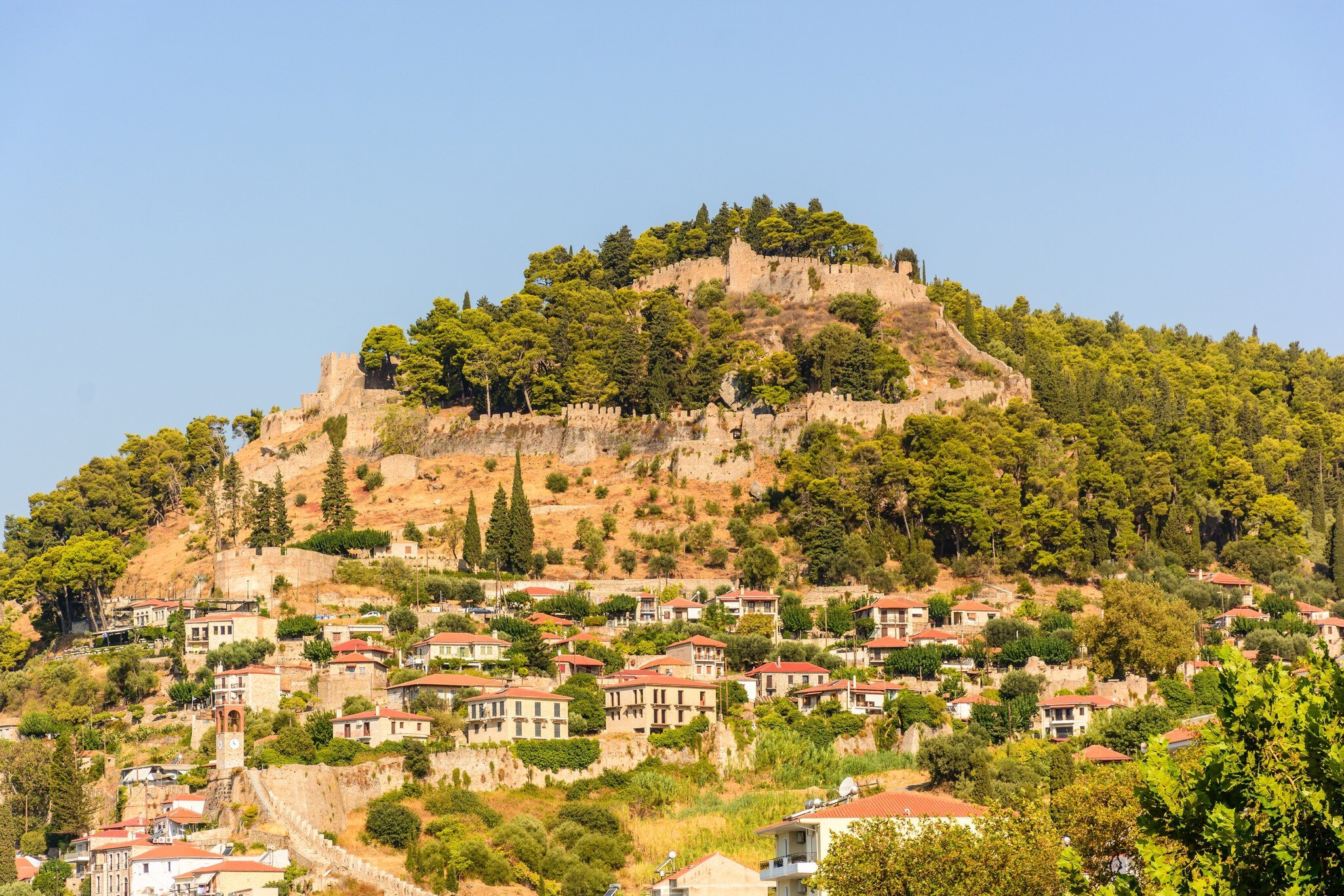 Aerial view of the Venetian Castle in Nafpaktos, Greece.