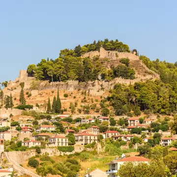 Aerial view of the Venetian Castle in Nafpaktos, Greece.