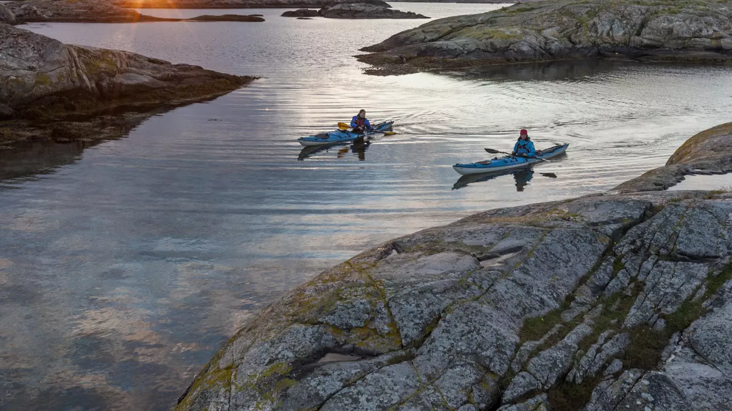 Kayakers exploring the Bohuslän Coast.