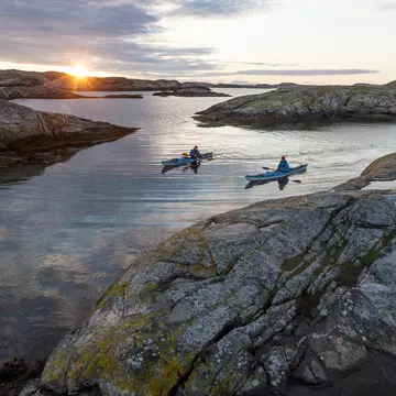 Kayakers exploring the Bohuslän Coast.