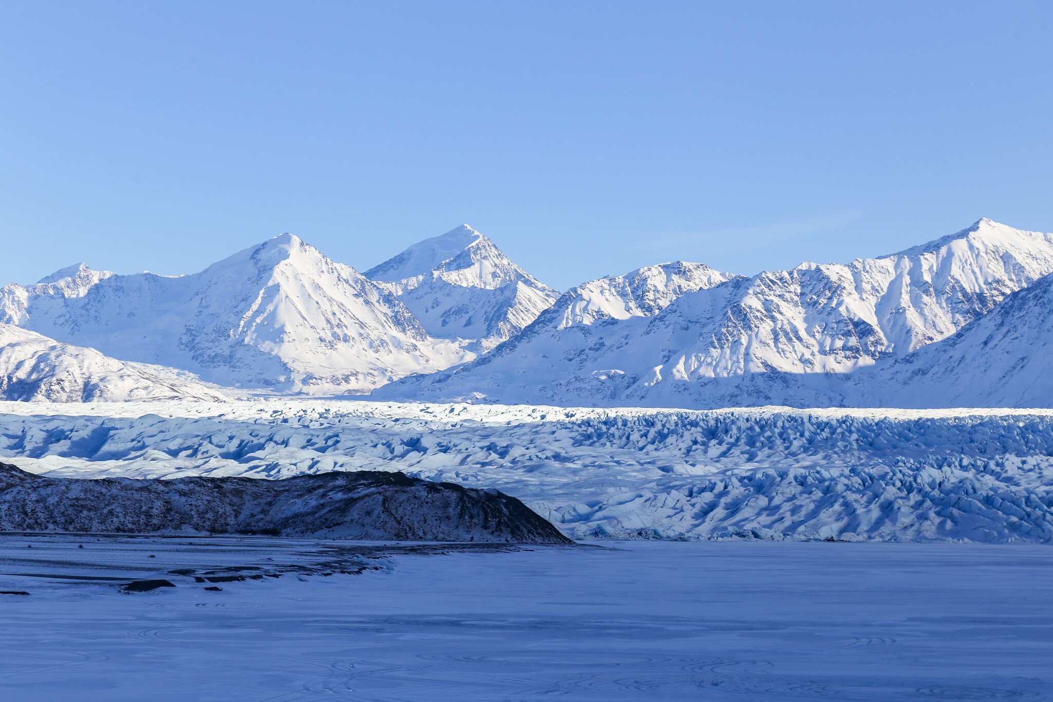 Knik Glacier north of Anchorage, Alaska in winter; Shutterstock ID 1917659069;
