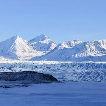 Knik Glacier north of Anchorage, Alaska in winter; Shutterstock ID 1917659069;