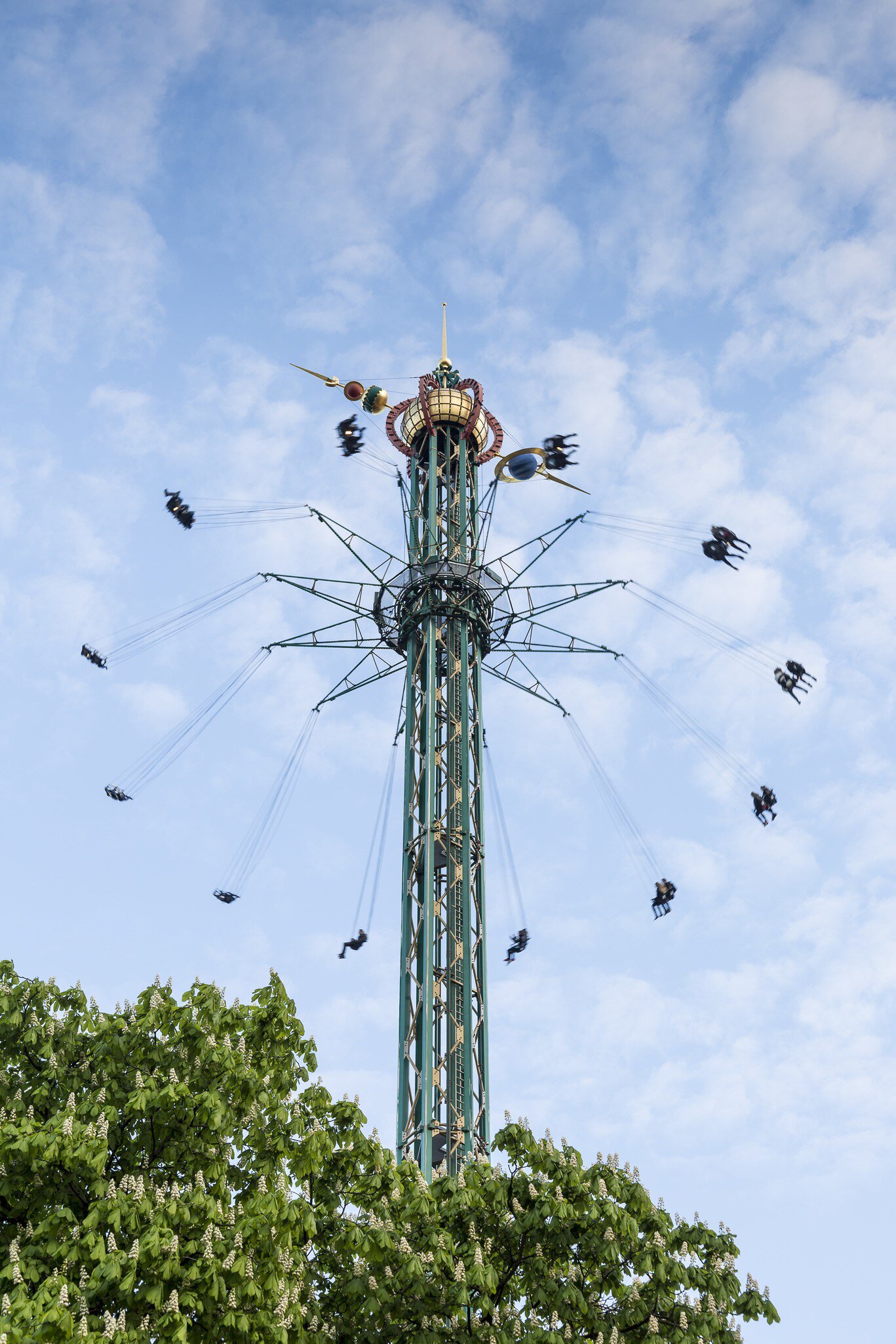Swings at Tivoli Gardens in Copenhagen, Denmark.