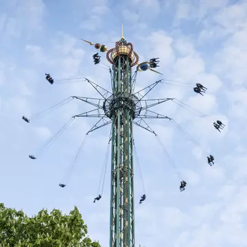 Swings at Tivoli Gardens in Copenhagen, Denmark.